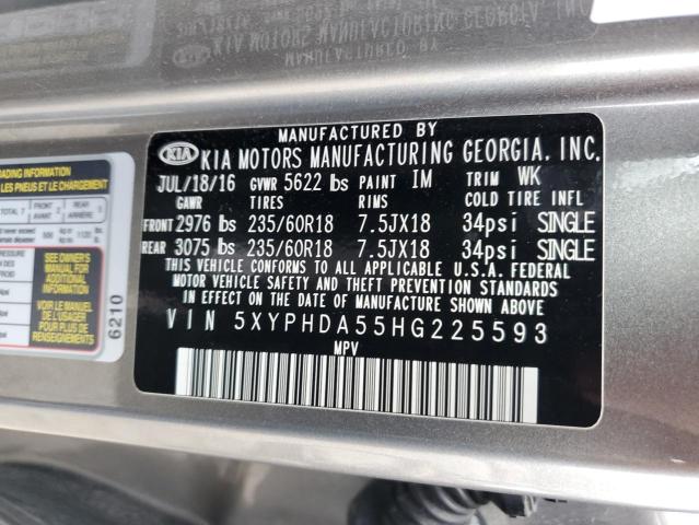 2017 KIA SORENTO EX - 5XYPHDA55HG225593