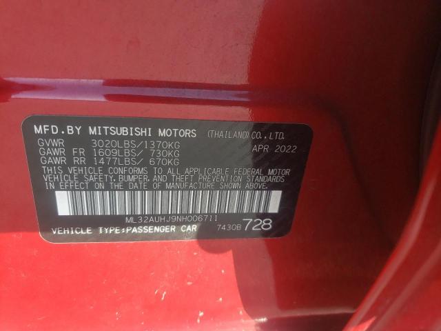 2022 MITSUBISHI MIRAGE ES - ML32AUHJ9NH006711