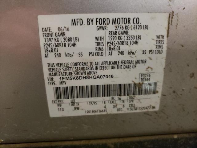 2017 FORD EXPLORER X - 1FM5K8DH8HGA07016