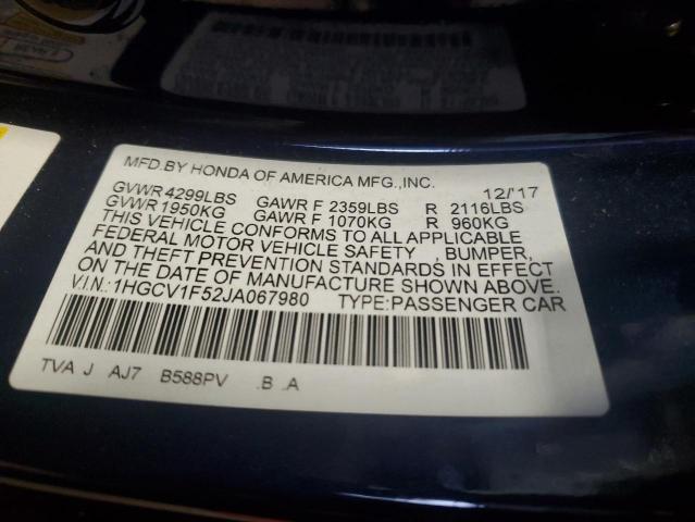 2018 HONDA ACCORD EXL - 1HGCV1F52JA067980