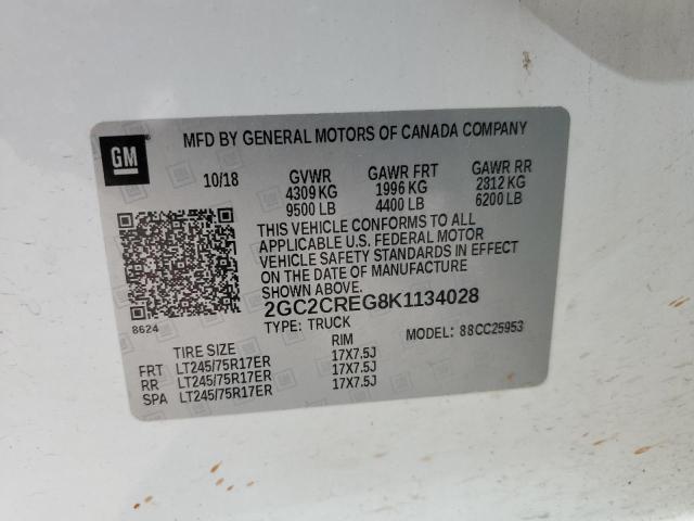 2019 CHEVROLET SILVERADO - 2GC2CREG8K1134028