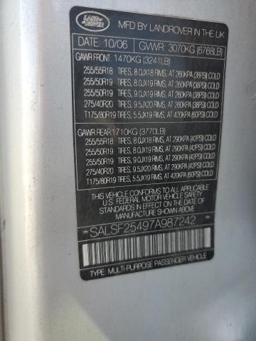 2007 LAND ROVER RANGE ROVE #3149710078