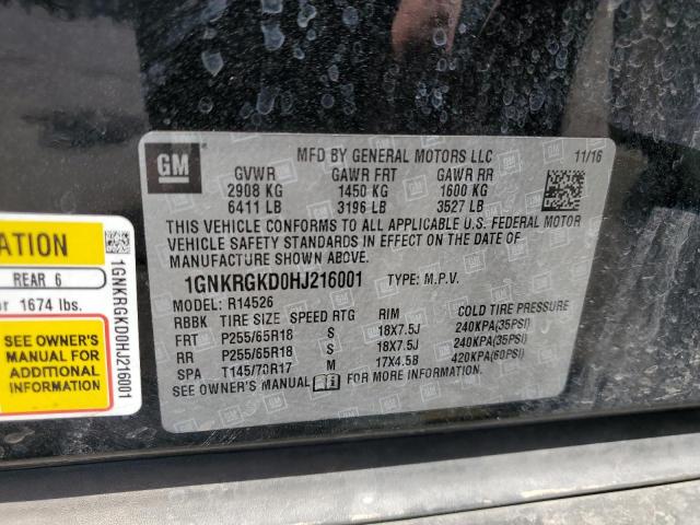 2017 CHEVROLET TRAVERSE L 1GNKRGKD0HJ216001