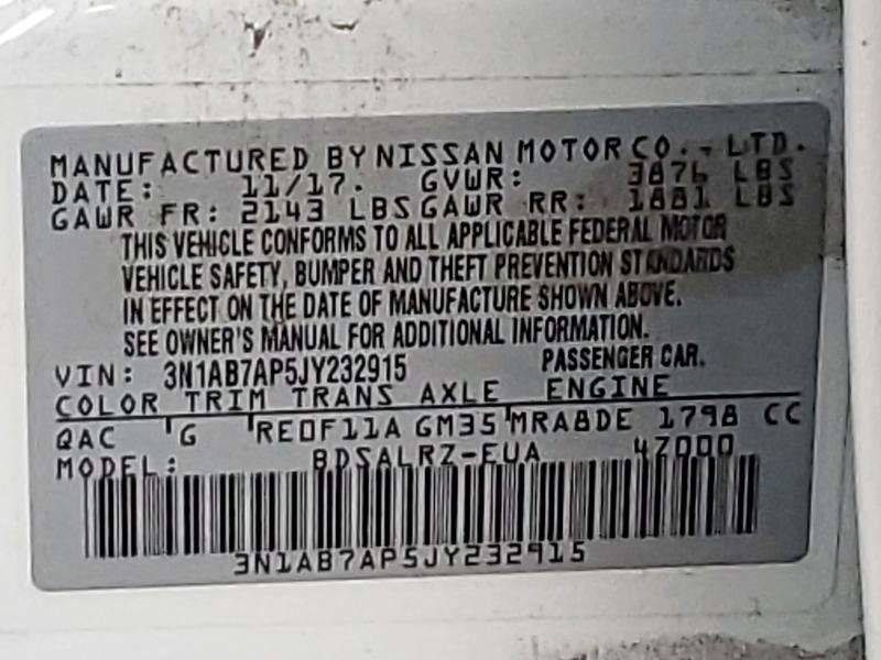 2018 NISSAN SENTRA S - 3N1AB7AP5JY232915