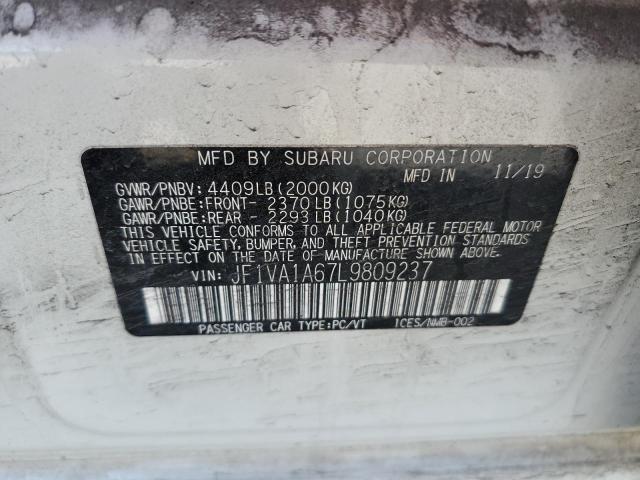 2020 SUBARU WRX JF1VA1A67L9809237