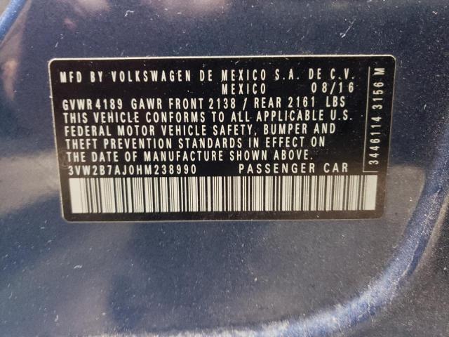 2017 VOLKSWAGEN JETTA S - 3VW2B7AJ0HM238990