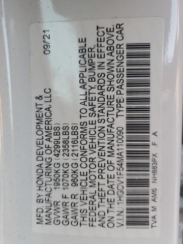 2021 HONDA ACCORD EXL 1HGCV1F54MA110090