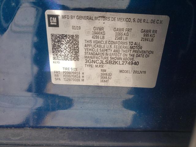 2019 CHEVROLET TRAX 1LT - 3GNCJLSB2KL274940
