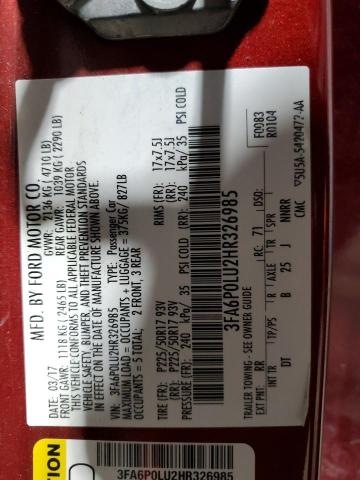 2017 FORD FUSION SE 3FA6P0LU2HR326985