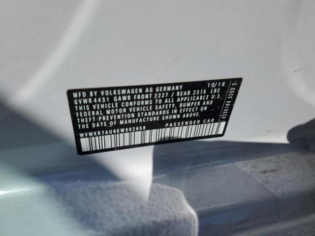 2019 VOLKSWAGEN E-GOLF SE - WVWKR7AU6KW902659