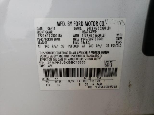 2016 FORD EDGE SEL - 2FMPK3J9XGBC13355