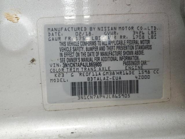 2018 NISSAN VERSA S - 3N1CN7AP4JL865905