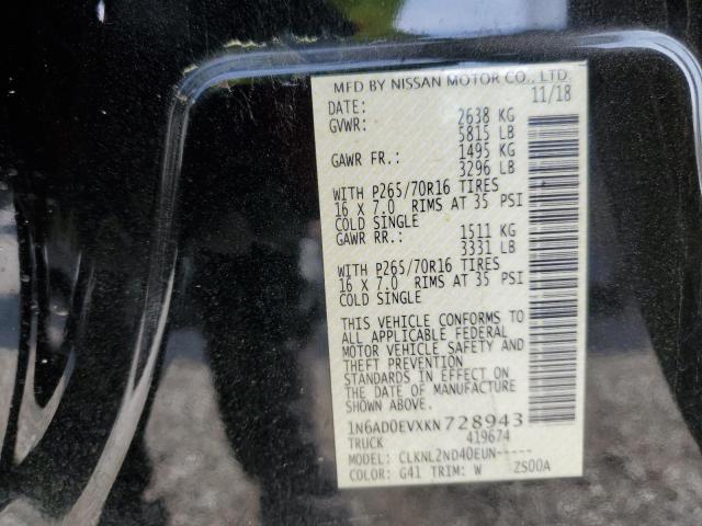 1N6AD0EVXKN728943 2019 NISSAN FRONTIER