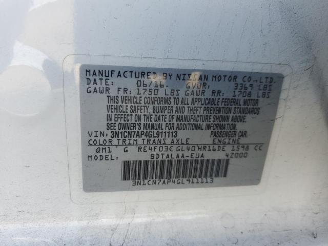 2016 NISSAN VERSA S 3N1CN7AP4GL911113