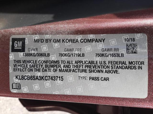 2019 CHEVROLET SPARK LS - KL8CB6SA3KC743715