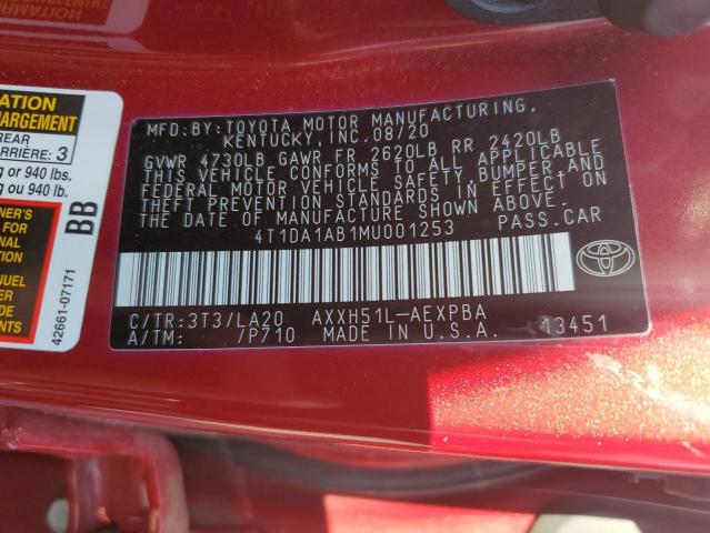 2021 TOYOTA AVALON LIM 4T1DA1AB1MU001253