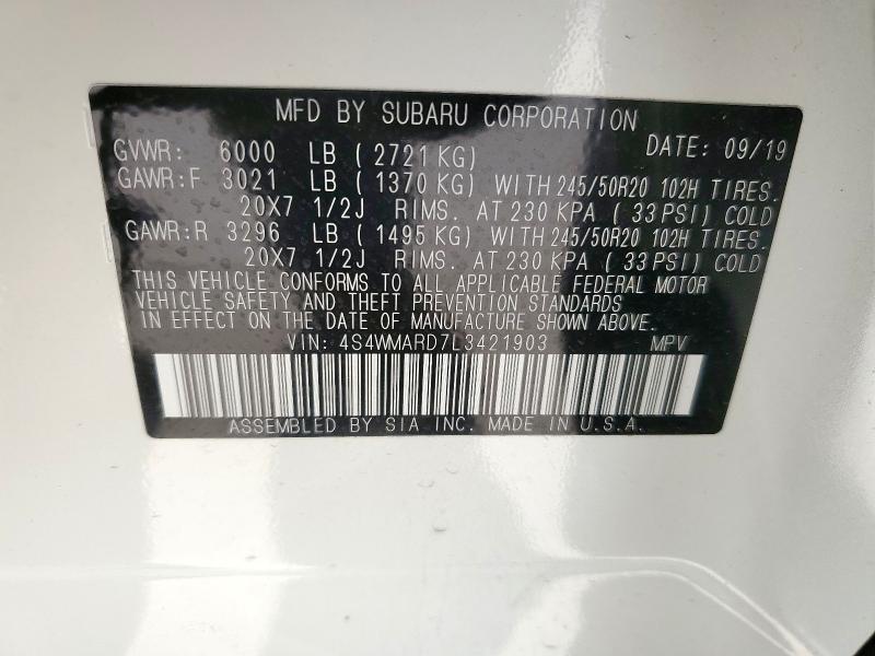 2020 SUBARU ASCENT TOU 4S4WMARD7L3421903