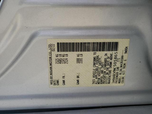 2022 NISSAN MAXIMA SV 1N4AA6CV9NC505865