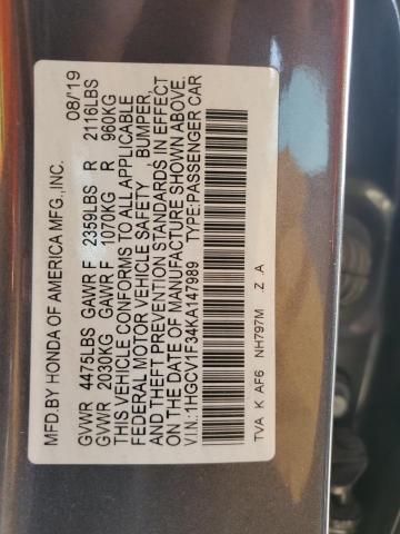 2019 HONDA ACCORD SPO - 1HGCV1F34KA147989
