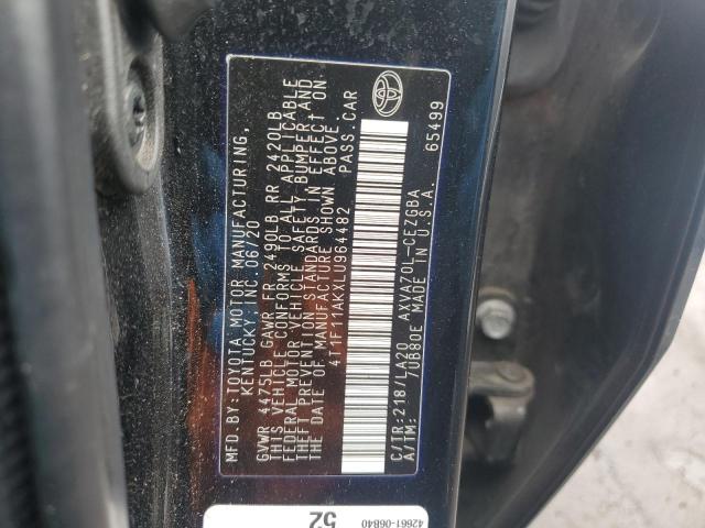 2020 TOYOTA CAMRY XLE 4T1F11AKXLU964482