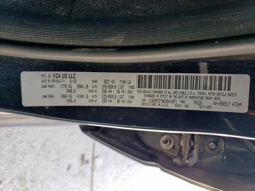 2019 RAM 1500 TRADE - 1C6SRFGT9KN541871