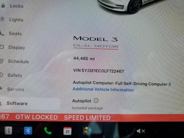 2020 TESLA MODEL 3 5YJ3E1EC0LF722467