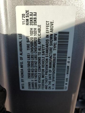 2021 HONDA PILOT SE 5FNYF6H25MB036316