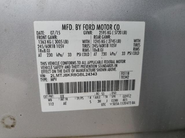 2016 LINCOLN MKX SELECT 2LMTJ8KR8GBL24343