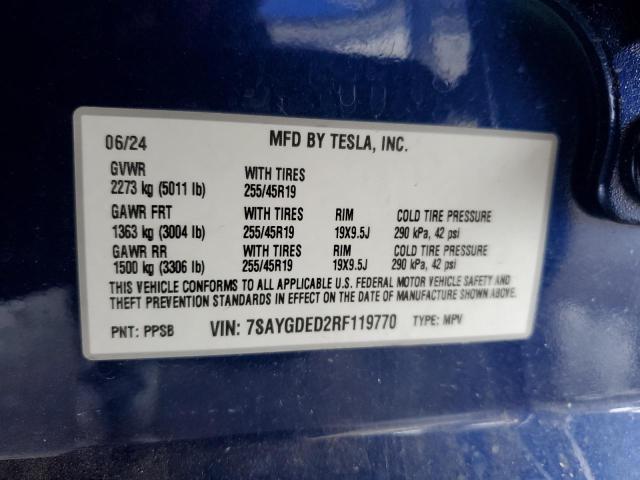 2024 TESLA MODEL Y - 7SAYGDED2RF119770