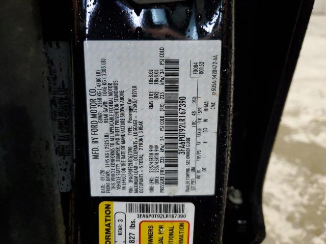 2020 FORD FUSION SE - 3FA6P0T92LR167390