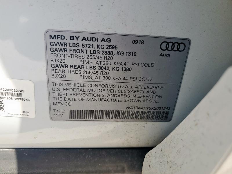 2019 AUDI SQ5 PREMIU WA1B4AFY3K2001242