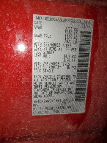 2019 NISSAN PATHFINDER - 5N1DR2MM0KC613457