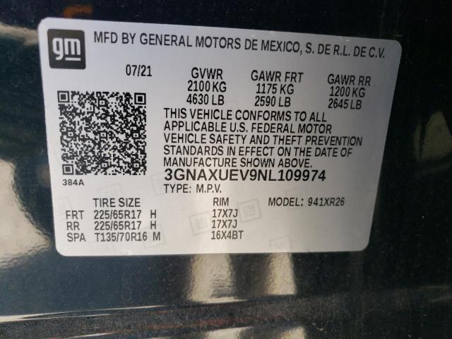 2022 CHEVROLET EQUINOX LT - 3GNAXUEV9NL109974