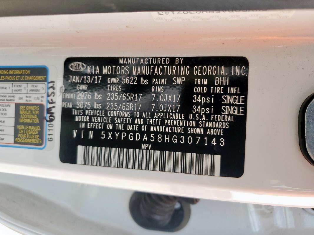 2017 KIA SORENTO LX - 5XYPGDA58HG307143