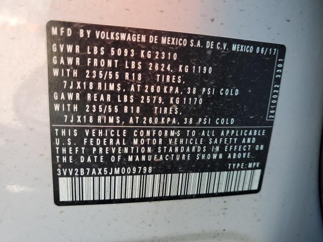 2018 VOLKSWAGEN TIGUAN SE - 3VV2B7AX5JM009798