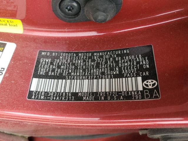 2015 TOYOTA COROLLA L - 5YFBURHEXFP179681