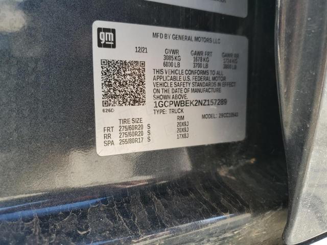 2022 CHEVROLET 1500 1GCPWBEK2NZ157289