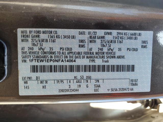 2022 FORD F150 SUPER - 1FTEW1EP0NFA14064