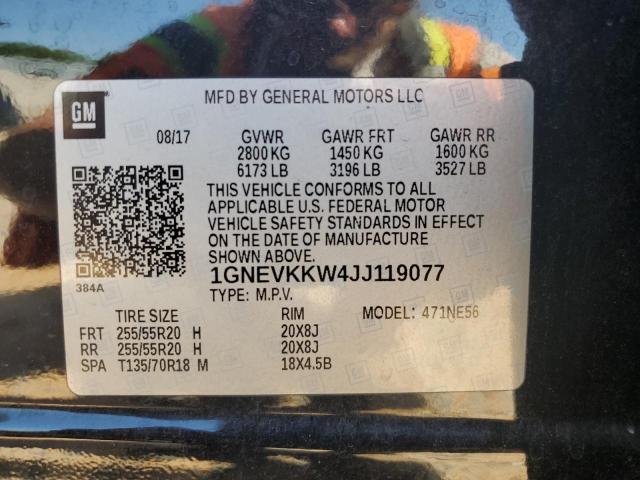2018 CHEVROLET TRAVERSE H 1GNEVKKW4JJ119077