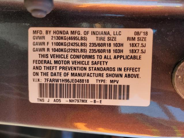 2018 HONDA CR-V TOURI - 7FARW1H96JE048818