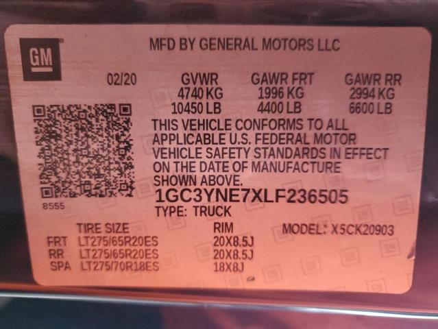 2020 CHEVROLET SILVERADO - 1GC3YNE7XLF236505