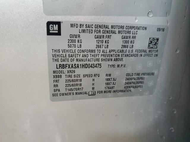 2017 BUICK ENVISION P - LRBFXASA1HD043475