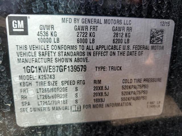 2016 CHEVROLET SILVERADO - 1GC1KWE87GF139579