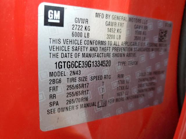2016 GMC CANYON SLE 1GTG6CE39G1334520