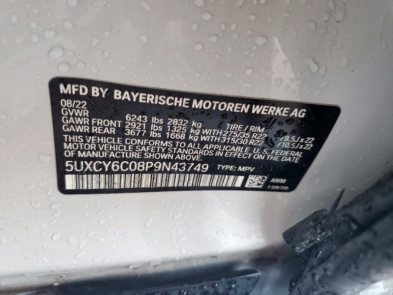2023 BMW X6 XDRIVE4 - 5UXCY6C08P9N43749