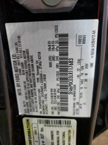 2020 FORD FUSION SEL - 3FA6P0CD3LR117683