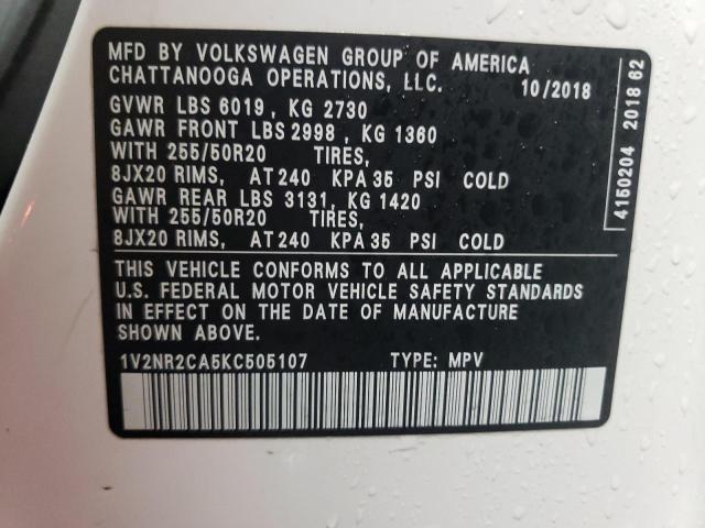 2019 VOLKSWAGEN ATLAS SEL - 1V2NR2CA5KC505107
