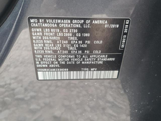 2019 VOLKSWAGEN ATLAS SE 1V2UR2CA9KC536369