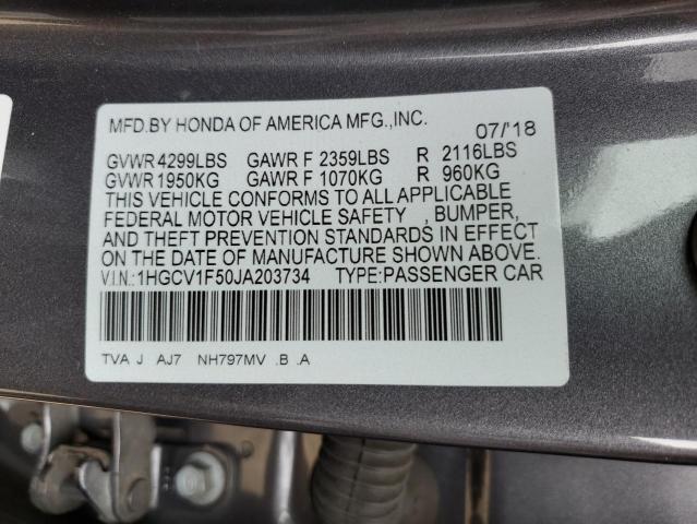 2018 HONDA ACCORD EXL - 1HGCV1F50JA203734