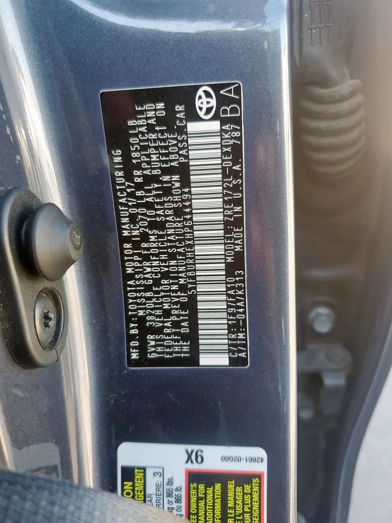 2017 TOYOTA COROLLA L - 5YFBURHEXHP644494